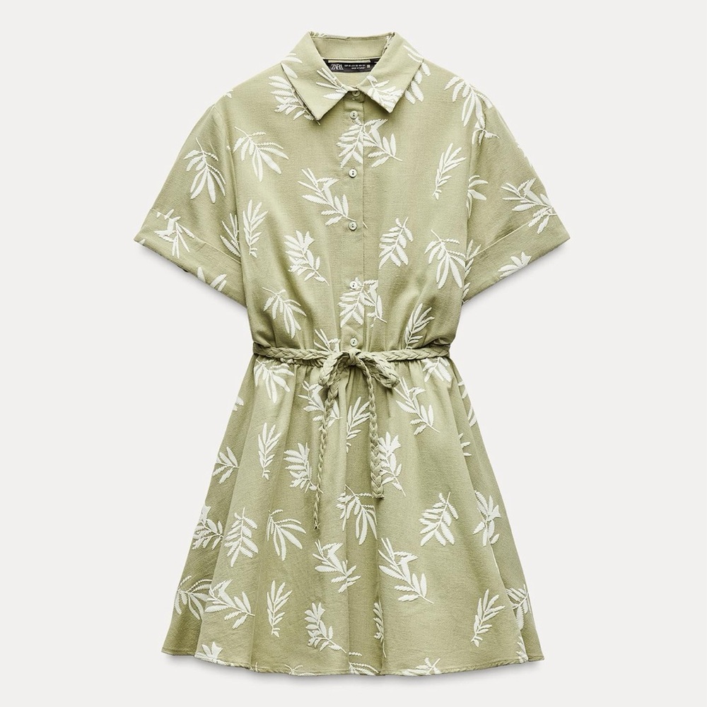 NWT ZARA RUBBERIZED EMBROIDERY SHIRTDRESS